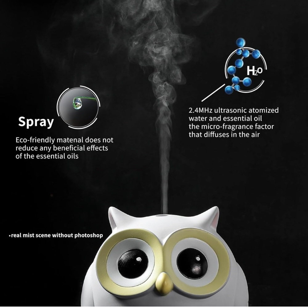 Diffuser，Essential Oil 7 Color Lights Auto Shut Off, Small 100ml USB Humidifier - Picture 2 of 5